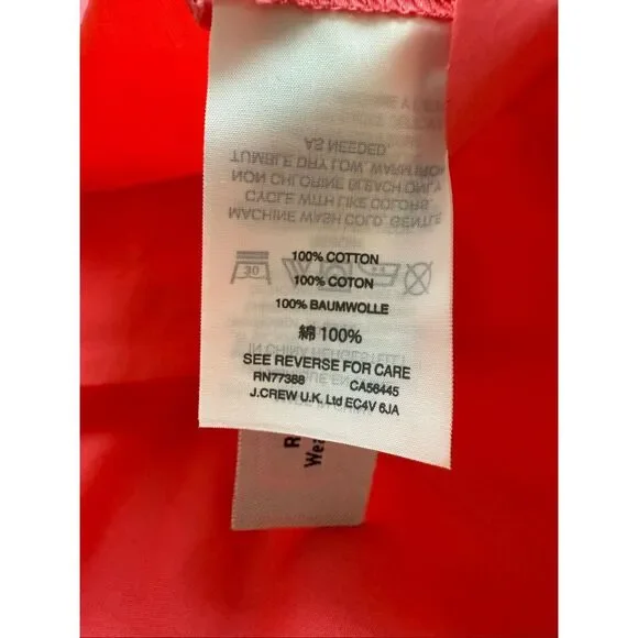 J. Crew Coral Poplin One-Shoulder Bow Top Size M/8 - Picture 9 of 9